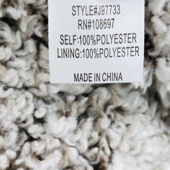 Reversible Teddy Sherpa Fur Open Front Hoodie Jacket With Pockets Cream NWT - Picture 7 of 8